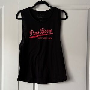 Pure Barre Sleeveless Black Top with Red Accents